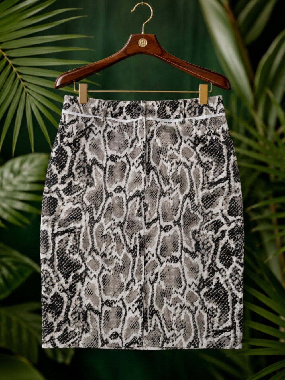 Cotton Snake Python Animal Print Midi Skirt Y2K Size 6